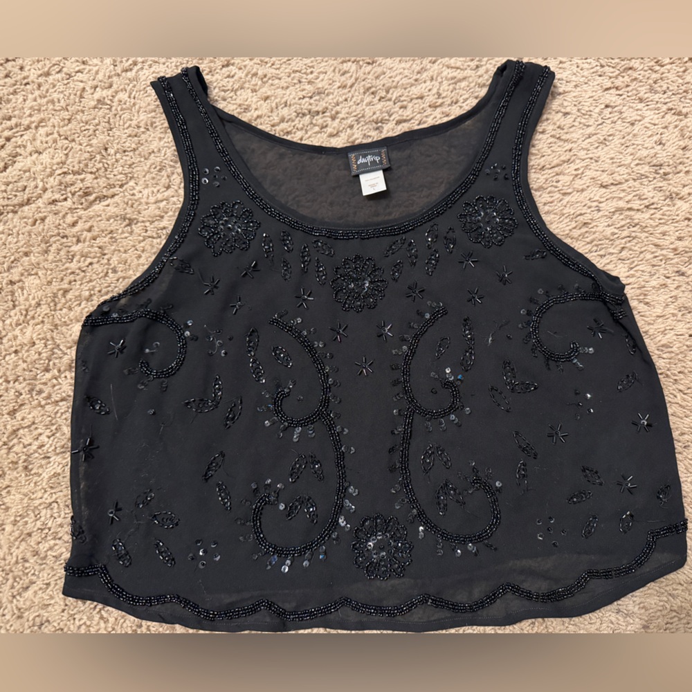 Daytrip Black Beaded Top